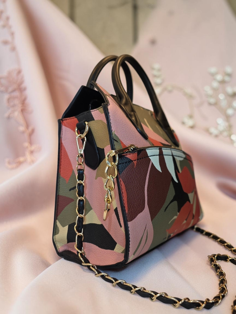 SALE!! Women's Pink Camo Print Top-Handle Bag with Chain Strap by A New Day